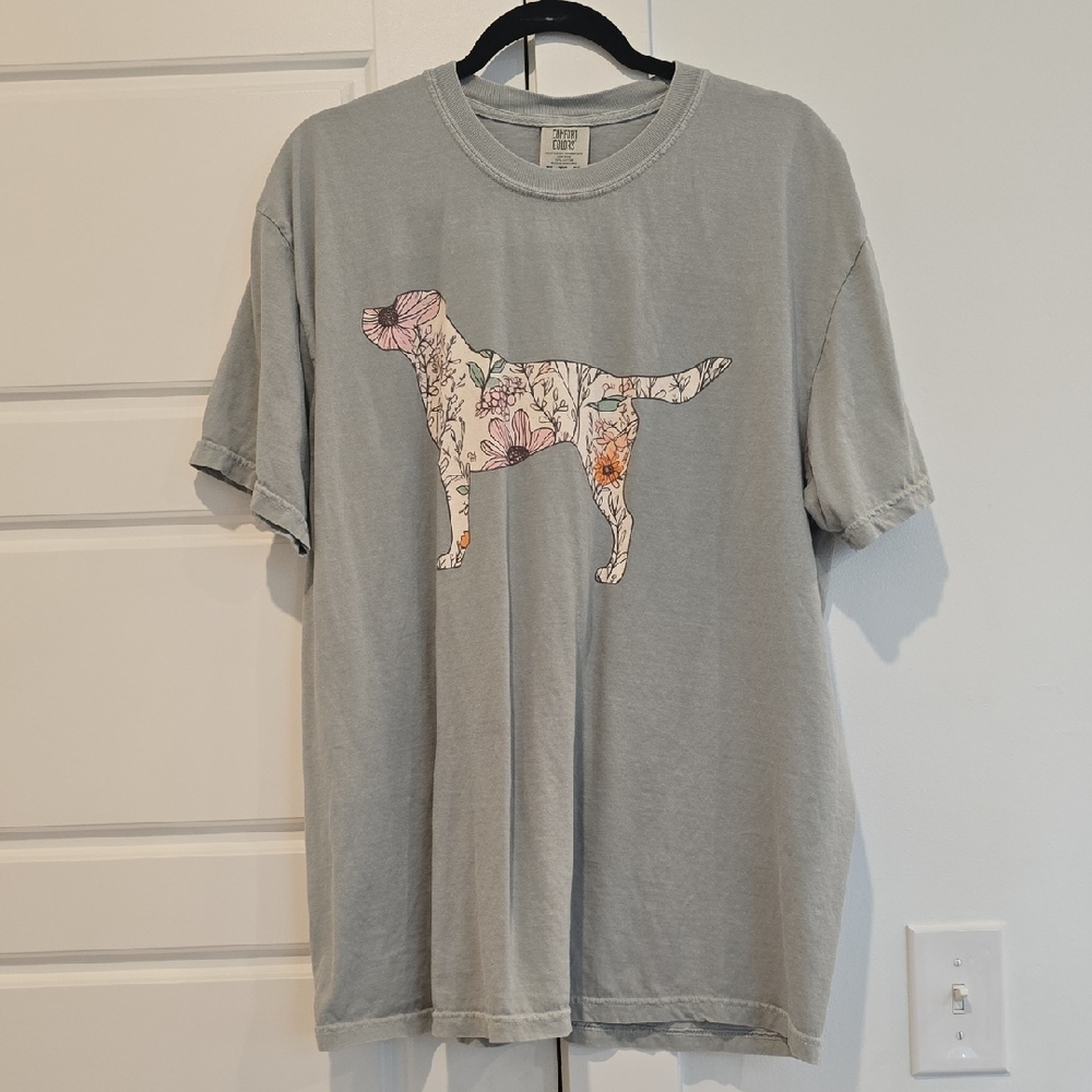 Comfort Colors Sage Green Floral Dog T-Shirt